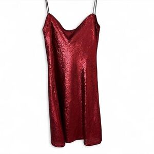 Zara Elegant Red Sequin Holiday Dress